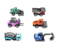 WOHPNLE Lot de 6 Mini-engins de Chantier, Mini-Pelle, Jouets de Construction réalistes avec excavatrice, Chariot élévateur, Rouleau compresseur, bétonnière, Camion-Benne, Bulldozer