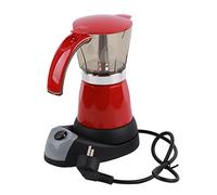 WOHPNLE Moka électrique de 300 ml, cafetière amovible de 480 W, 6 tasses avec récipient transparent pour un brassage facile et une utilisation domestique sûre (Rouge)