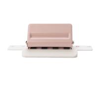 WOHPNLE Mushroom Shape 4 Hole Puncher, Handheld Paper Punch Tool with Ruler 3 Sheet Capacity Portable Hole Punch for Office Home School DIY Craft Supplies (Pink White) (Pink)