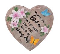 WOHPNLE Pierre commémorative, deuil en résine en Forme de cœur Figurine de Jardin en Forme de résine en Forme de cœur avec Un être Cher, Un décor en intérieur ou en Plein air