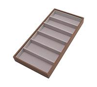 WOHPNLE Plateau d'organisateur de lunettes de soleil en bois, plateau d'affichage de lunettes PU en bois massif avec 6 compartiments pour les lunettes de rangement des lunettes de soleil