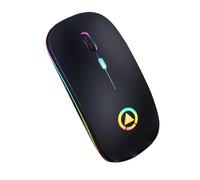 WOHPNLE Quiet Slim Wireless Mouse, Seven Color Light Computer Mouse Portable Plug and Play Mouse for PC Desktop Laptop Travel Office and Home (Respiration colorée Noire Mate Lumineuse)
