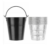 WOHPNLE Seau à Graisse pour Barbecue, récipient à Graisse en Alliage d'aluminium avec 12 doublures en Papier d'aluminium, Seau à Huile pour Barbecue pour fêtes à la Maison, activités de