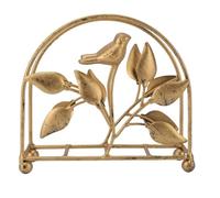WOHPNLE Support de serviette en métal, porte-tissus de conception d'oiseau à feuilles rustiques dans un accessoire de restauration à cocktails en or vintage pour décoration de tabl