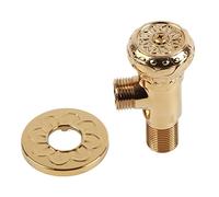 WOHPNLE Vanne d'angle en laiton, vanne triangulaire en cuivre antique sculptée, finition dorée rétro, vanne d'eau entièrement en cuivre avec couvercle décoratif, installation de