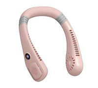 WOHPNLE Ventilateur de cou portable, ventilateur sans lame pliable rechargeable par USB avec affichage numérique à 5 vitesses, ventilateur personnel portable pour les voyages en extérieur (Rose)