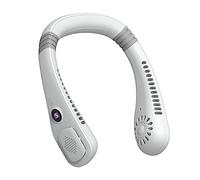 WOHPNLE Ventilateur de cou portable, ventilateur sans lame pliable rechargeable par USB avec affichage numérique à 5 vitesses, ventilateur personnel portable pour les voyages en extérieur (Blanche)