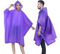 WOHSEROM Pack de 2 Poncho de Pluie Imperméable Adulte EVA Renforcé Réutilisable et Étanche - Cagoule Réglable, Taille Unique (1.4-1.9m) pour Homme et Femme - Violet (Randonnée, Festival, Sport)