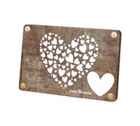 Woideklu 1 Support Porte-Argent Bois Coffret Billets Créatif Décoration Enveloppe Saint-Valentin Carte Anniversaire Ornement Assemblage Simple Cœur Creusé, Brun