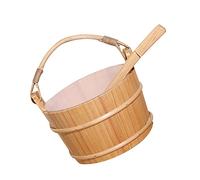 Woideklu 2 Pièces Sauna Seau et Louche Accessoires Bain Spa Bois Pin Finlandais Doublure Intérieure Épaisse Fabrication Manuelle Adapté pour Expérience