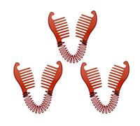 Woideklu 3 Pièces Outil de Tressage de Cheveux Barrette Banane Créeur de Queue de Cheval Accessoire Peignes Croisés Dents Solides pour Coiffer, Marron