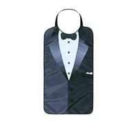 Woideklu Bavoir pour Adultes avec Protection Imperméable et Réutilisable, Sangle de Cou Extensible, En Polyester Lavable, Adapté Aux Repas En Maison de Retrait, Costume Noir
