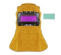 Woideklu Cagoule de Protection Soudure Casque, Masque De Soudage en Cuir Pleine Enveloppe Classique + 10 Films De Protection