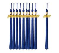 Woideklu Ensemble de 10 Pièces pour Chapeau de Remise de Diplôme avec Pompons, Pompons de Chapeau de Remise de Diplôme avec Pendentif Année, Pendentif En Métal, Bleu