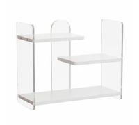 Woideklu Étagère de Bureau Organisateur Rangement de Bureau Support de Table Bibliothèque de Rangement en Acrylique et Panneau de Fibres Trois Niveaux pour, Blanc, Plat