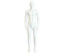 Woideklu Mannequin Homme Taille Réelle Support de Présentation Buste Vitrine Corps Entier avec Socle Plat Séparé en Polyéthylène et Métal Finition Brillante, Blanc