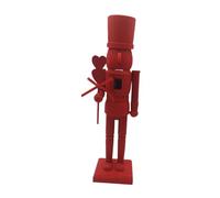 Woideklu Nutcracker Figurine Statuette Décoration de Noël Ornement Bois Sculpture Artisanale Forme Soldat Style Classique Adaptée pour Salon Table Étagère Bure, Rouge