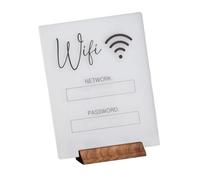 Woideklu Panneau de Table En Acrylique avec de Passe, Bois et Porte-affiche Vertical, Idéal pour La Réception D'un Bureau Ou Un Comptoir de Ca, blanc