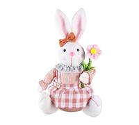 Woideklu Poupée Lapin de Pâques Figurine Animal Décoration Lapin Ornement Créatif En Polyester pour Maison Présent Maison Nouvelle Accessoire Photo Célébration, Rose