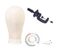 Woideklu Tête de Mannequin Porte-perruque pour Femme, En Toile Robuste avec Support, Idéale pour La Décoration de Vitrine de Salons de Coiffure et Accessoires, Beige, 22 pouces