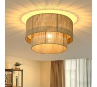 Woiledlt Plafonnier Lampe de plafond bohème pour chambre à coucher : Ø40cm Lampe vintage pour chambre à coucher, style cottage, en corde de jute naturelle rustique cuisine, couloir - sans ampoule