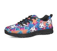 Woisttop Bull Terrier Fleur Femme Gym Sport Chaussures de Course athlétiques Baskets à Lacets Baskets pour Femmes Filles Chaussures de Tennis antidérapantes
