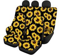 Woisttop Lot complet de 4 housses pour sièges de voiture avant et arrière Ajustement universel Motif tournesol jaune