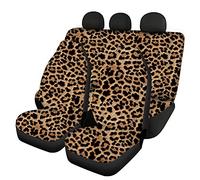 Woisttop Lot complet de 4 housses pour sièges de voiture avant et arrière Ajustement universel Motif léopard