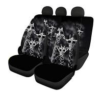 Woisttop Lot complet de 4 housses pour sièges de voiture avant et arrière Ajustement universel Motif girafe avec lunettes de soleil