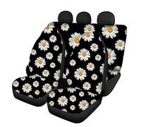 Woisttop Lot complet de 4 housses pour sièges de voiture avant et arrière Ajustement universel Motif marguerite