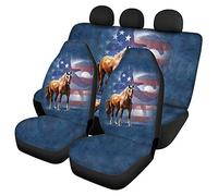 Woisttop Lot complet de 4 housses pour sièges de voiture avant et arrière Ajustement universel Motif étoile et drapeau