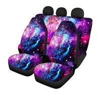 Woisttop Lot complet de 4 housses pour sièges de voiture avant et arrière Ajustement universel Motif galaxie étoiles