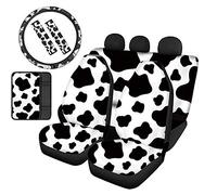 Woisttop Lot complet de housses de siège de voiture avec imprimé vache pour ceinture de sécurité, protection du volant, accoudoir, 8 pièces