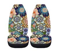 Woisttop Lot de 2 housses de siège de voiture colorées et extensibles pour femme - Motif mandala - Accessoires automobiles