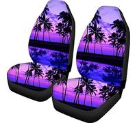 Woisttop Lot de 2 housses de siège de voiture motif palmier violet Accessoires de siège automobile - Compatibles avec la plupart des camions, berlines, camionnettes, SUV