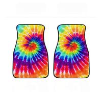 Woisttop Lot de 2 tapis de sol avant de voiture colorés avec motif tie-dye pour voiture - Antidérapants - Accessoires automobiles - Anti-poussière