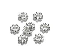 WOIWO Lot de 100 perles intercalaires en métal de 6 mm, argent antique