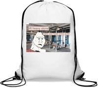 Wojak Gym Meme Lift Heavy Stone Make Sad Head Voice Quiet Gym Sack Casual Drawstring Bag White