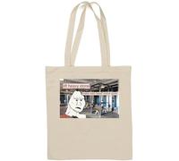 Wojak Gym Meme Lift Heavy Stone Make Sad Head Voice Quiet Sac fourre-tout en coton naturel Blanc