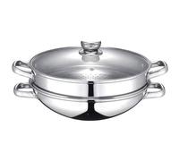 Baumalu Wok 2-en-1 – Tous feux (dont induction) – Couvercle verre – 32 cm