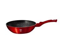 Wok 28cm Rouge Metal, Revêtement Marbre- Aluminium Turbo Induction