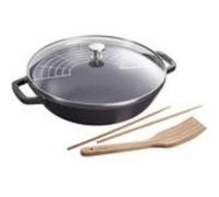 Wok 30 cm noir mat fonte émaillée 4,4 l staub staub-1312923 Noir G