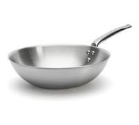 De Buyer - Wok en INOX 3 Couches ALCHIMY - 32 cm - Fabriqué en France, sans PFAS, Maîtrise de la Cuisson, INOX 18/10, Tous Feux + Four, Finition Poli Brossé, Gris