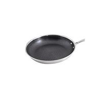 Wok 32cm - CHEFFINGER - Nid d'Abeille - Inox 18/10 - Poignée Longue - Anti Rayures