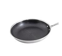Wok 32cm - CHEFFINGER - Nid d'Abeille - Inox 18/10 - Poignée Longue - Anti Rayures