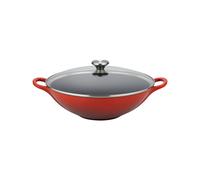 Wok cerise 36 cm couvercle verre sans accessoir…