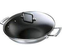 Wok Anti-Adhérent Avec Couvercle En Verre Le Creuset 30 Cm, Inox 3-Ply Intégral,Capacité 4,3 L, Argenté,96201130001000
