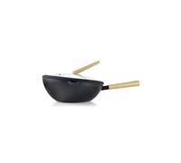 Ibili Wok 404230 avec couvercle en verre 30 cm aluminium antiadhésif compatible induction noir