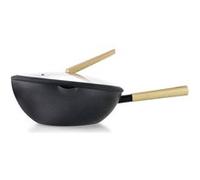 Ibili Wok 404230 avec couvercle en verre 30 cm aluminium antiadhésif compatible induction noir