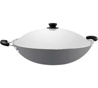 Wok Binaural 40cm Grand Wok Domestique Non Revêtu Style Chinois Wok Cuiseur à Induction à Fond Plat Général